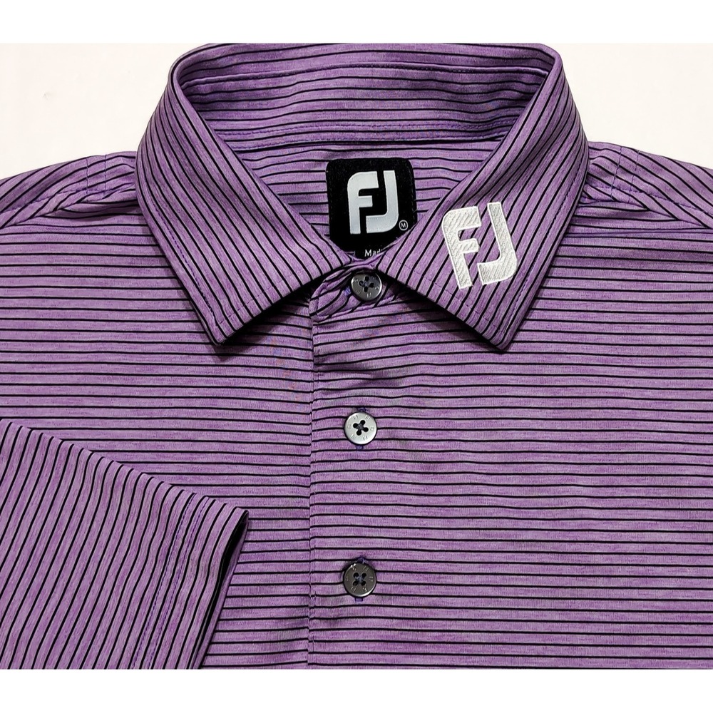 FOOTJOY Polo Shirt Tour Collar Logo Purple Striped Medium M